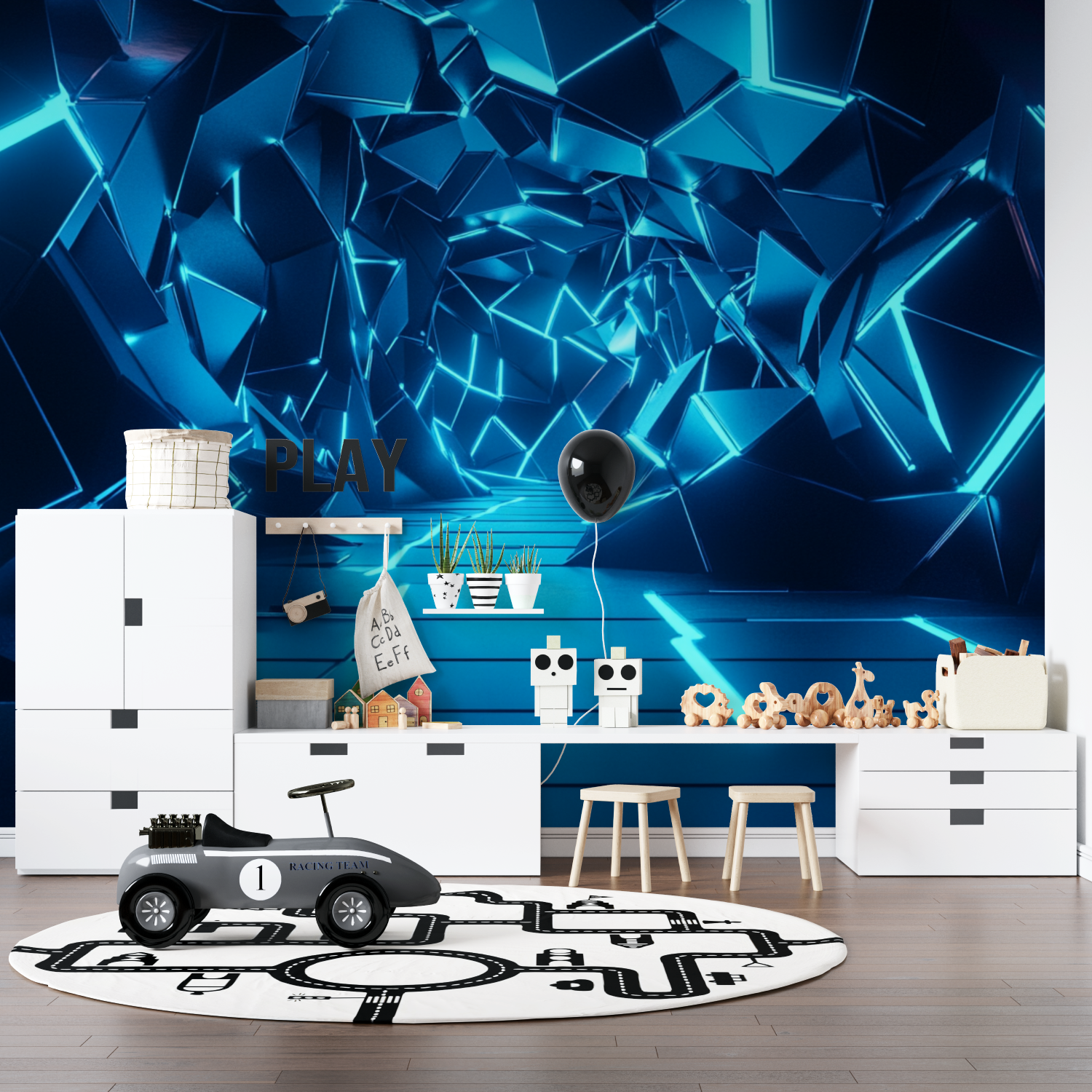 Papier peint effet neon fracture pano anime