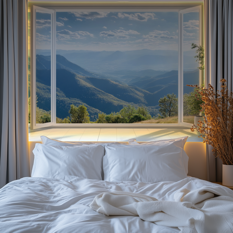 Papier peint panoramique trompe...re ouverte chambre tendanc