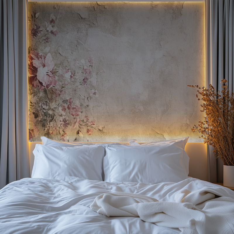 Papier peint vintage imitation tissus chambre premium