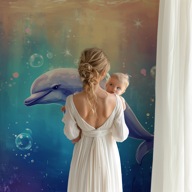 Papier peint marin mon gentil dauphin bb123