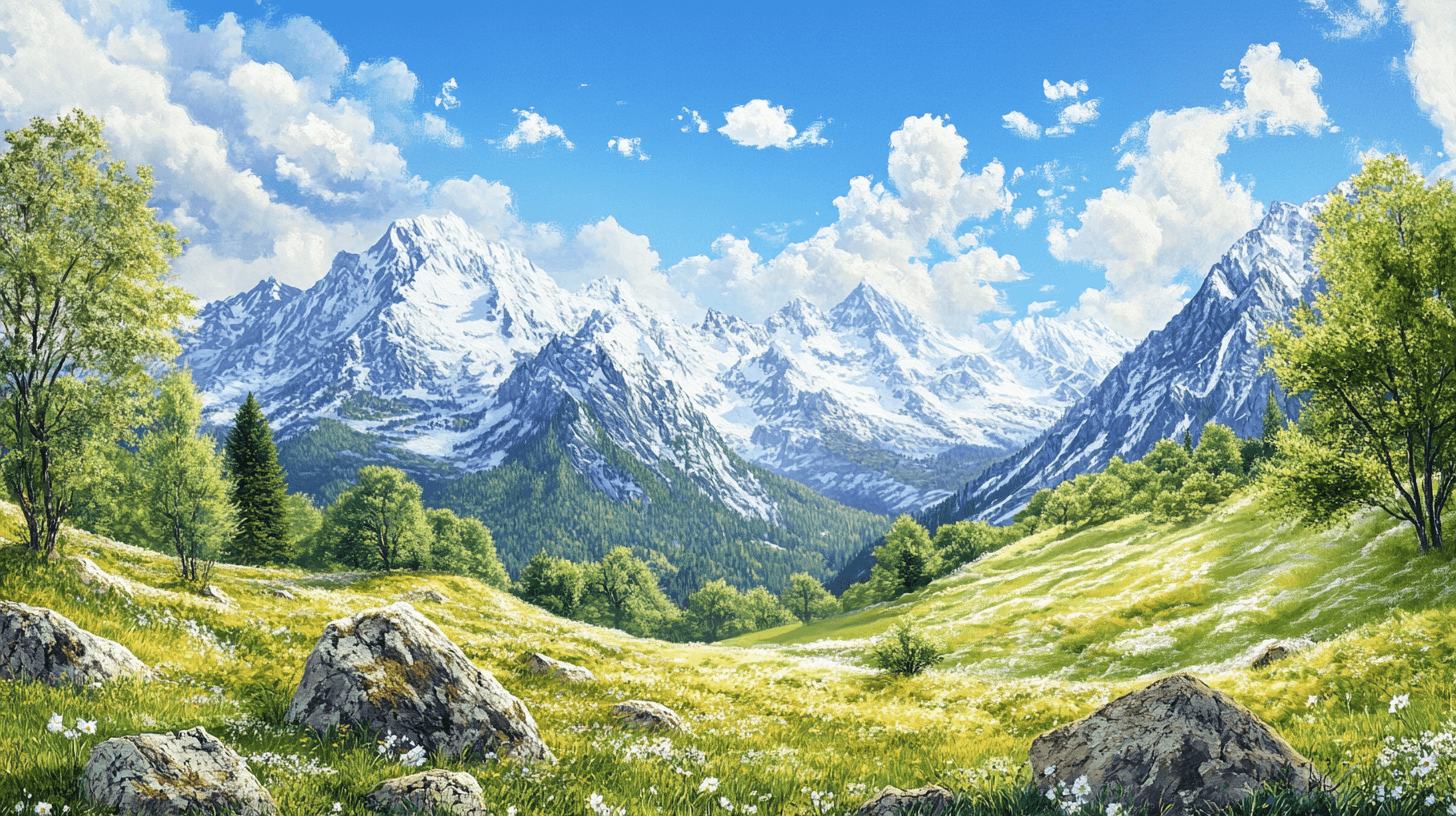 Papier Peint Trompe L'oeil Montagne