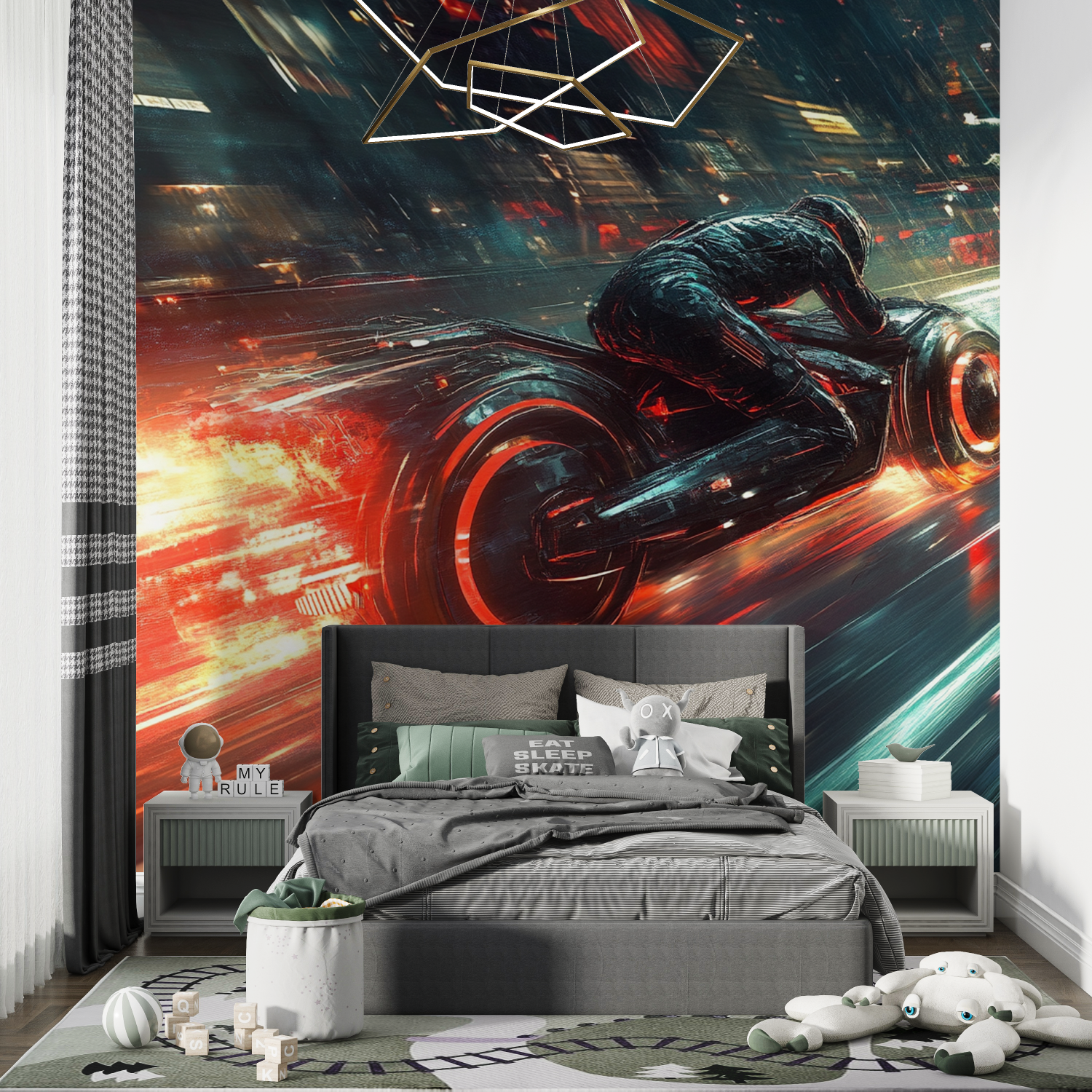 Papier peint moto du futur chambre de garcon