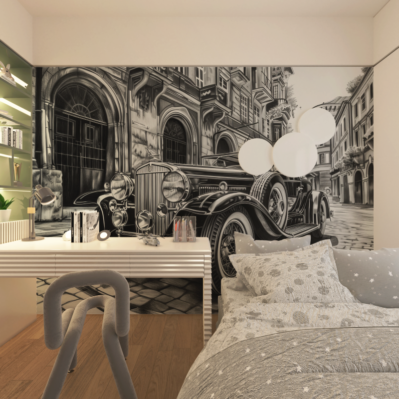 Papier peint noir et blanc voit...dessin chambre adolescents