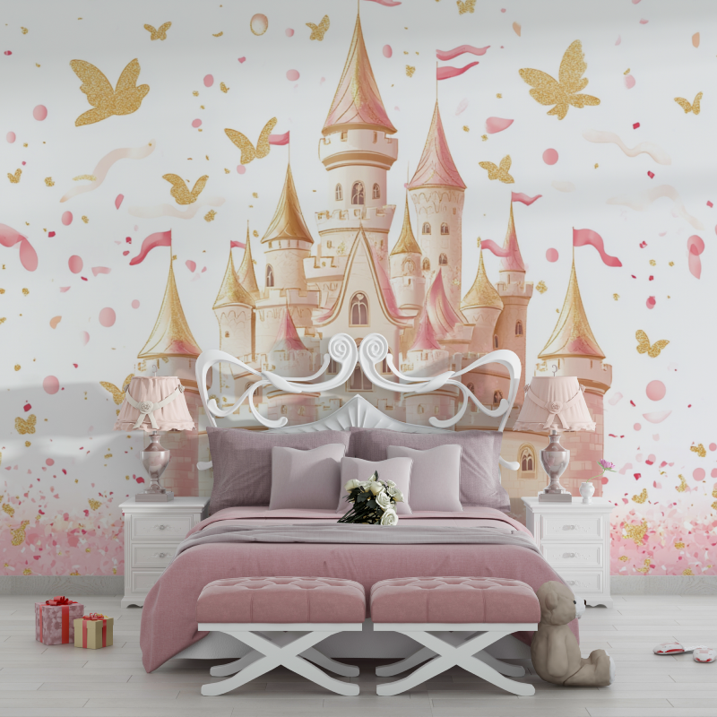 Papier peint princesse chateau de fete chambre filles