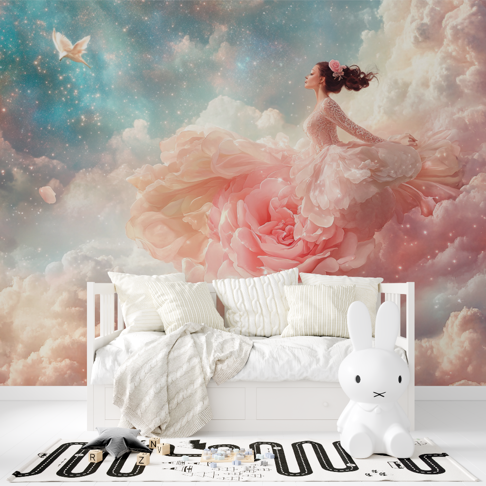 Papier peint princesse rose eternelle tapisserie fille