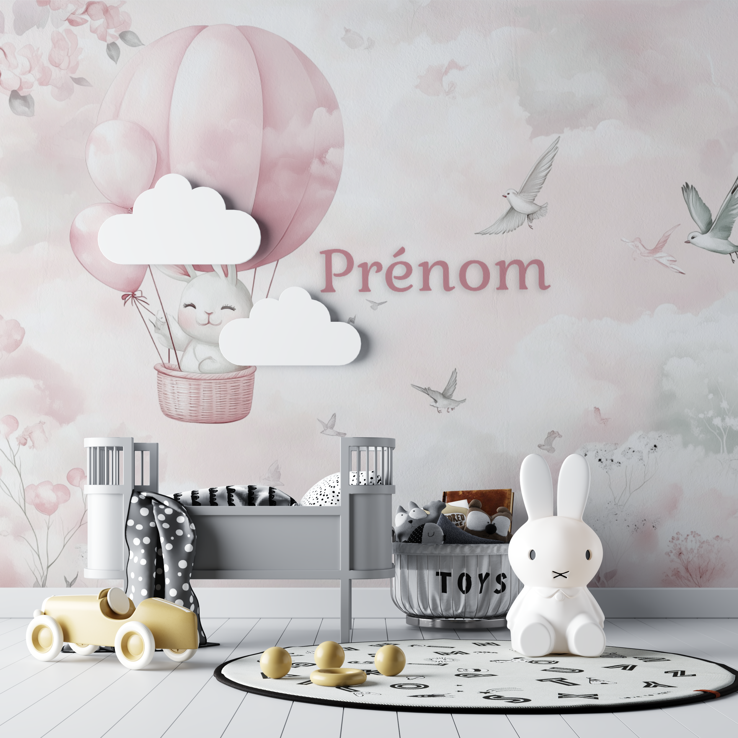 Papier peint prenom bebe lapin bebe tipi