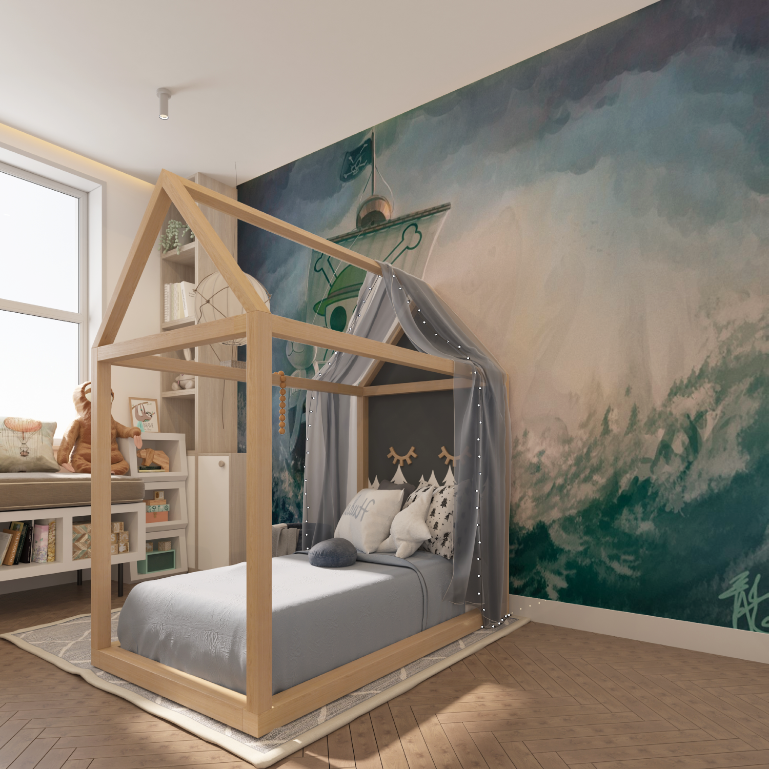 Papier Peint One Piece Going Merry - chambre garçon lit