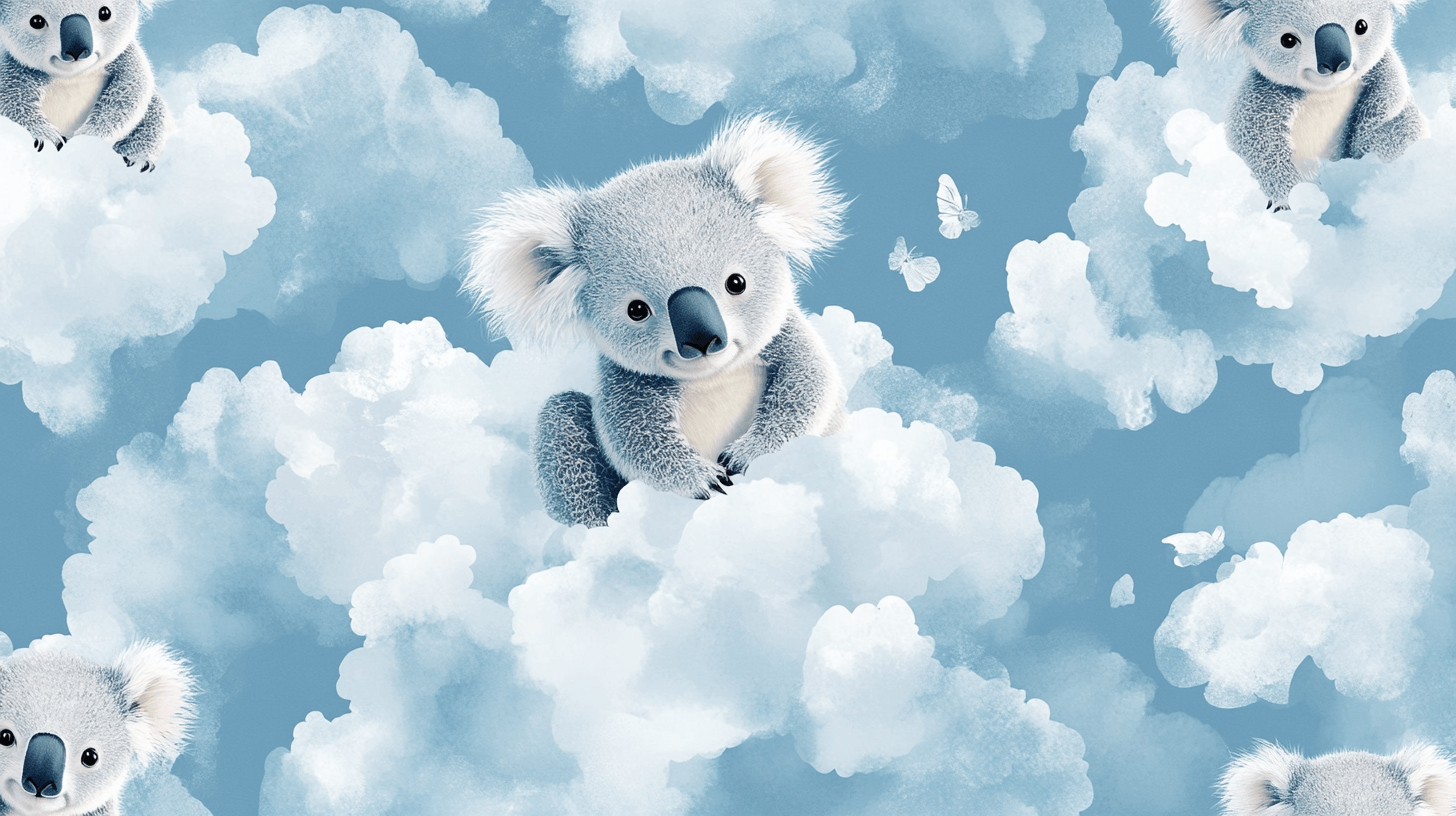 Papier Peint Koala Peluche Et Nuage