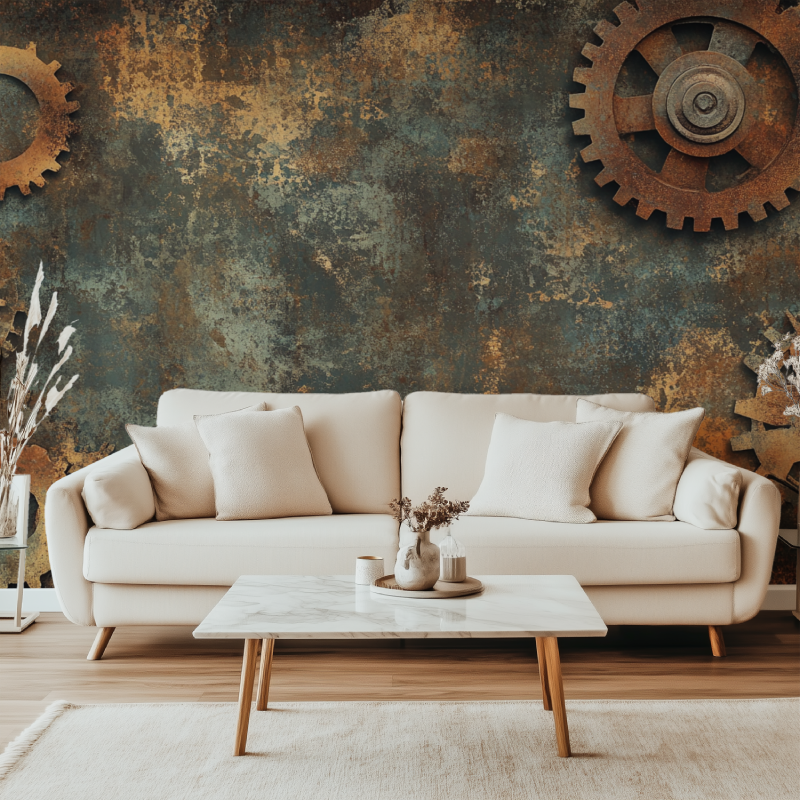 Papier peint vintage indus canape simple