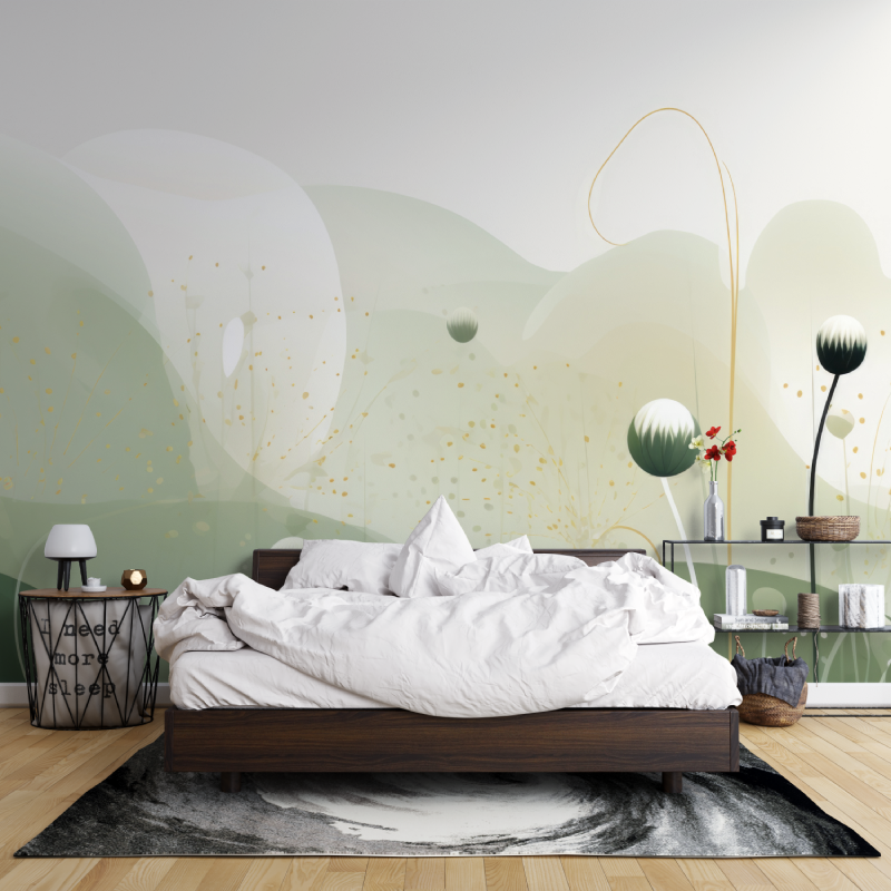 Papier peint aquarelle nature verte leroy merlin mur