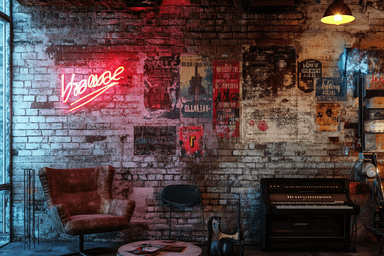 Papier Peint Brique Et Musique