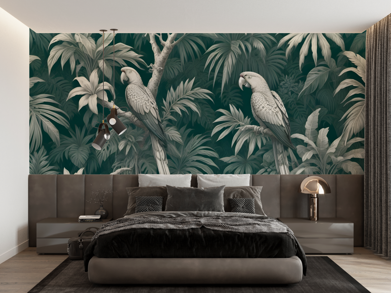 Papier Peint Toile De Jouy Exotique - panoramique tendance