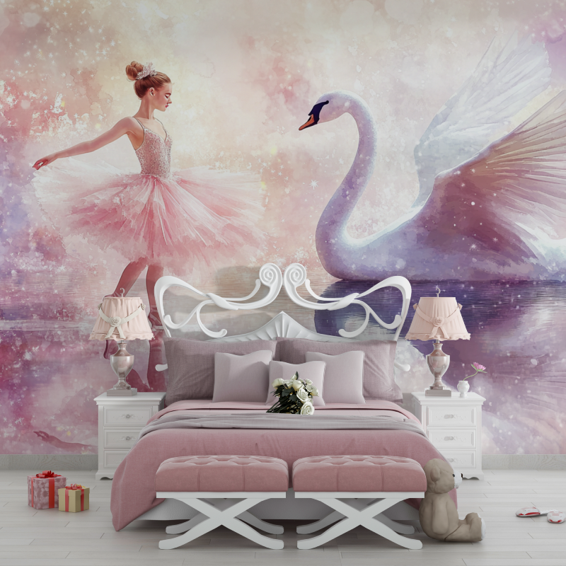 Papier peint princesse cygne no...t ballerine chambre filles