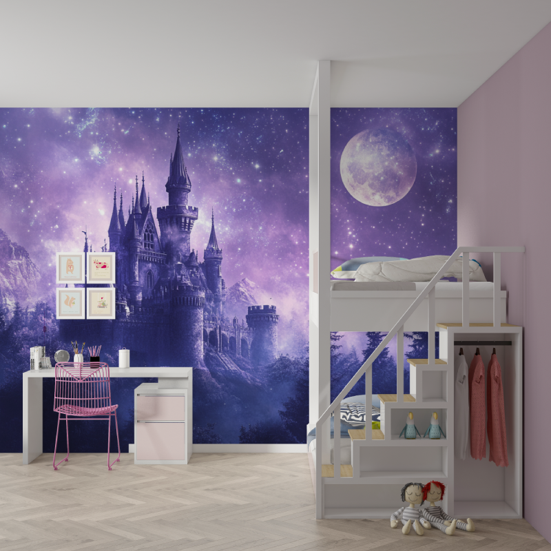 Papier peint princesse chambre violette mur chambre fille