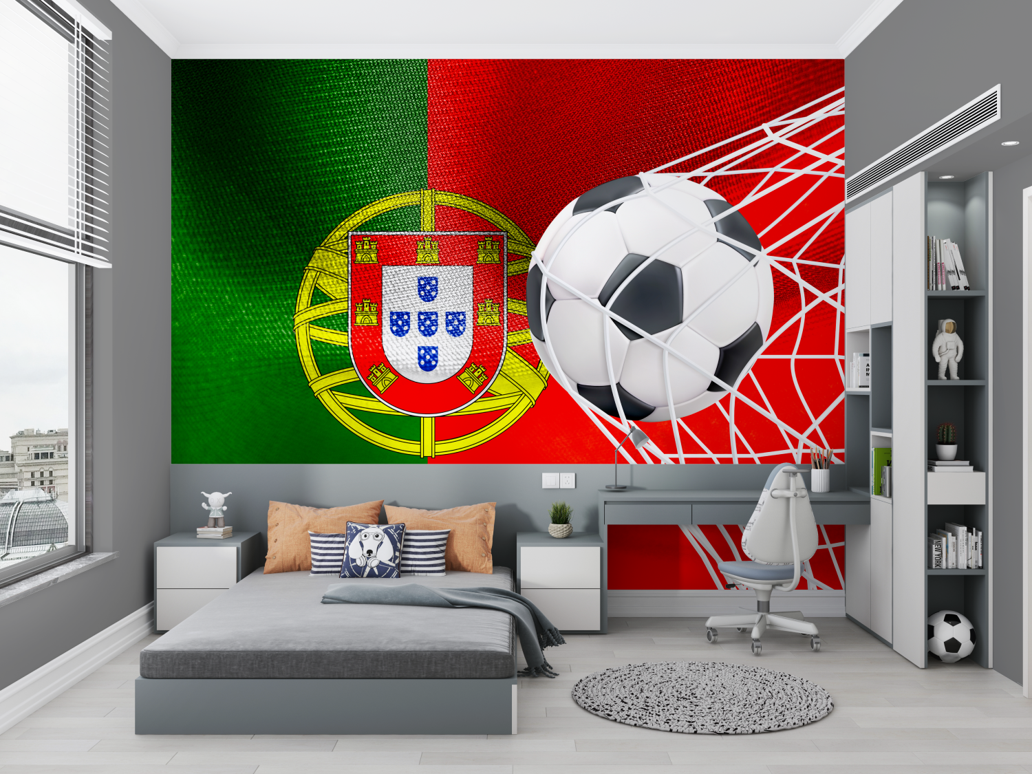 Papier peint avec ballon de foot portugal chambre petit