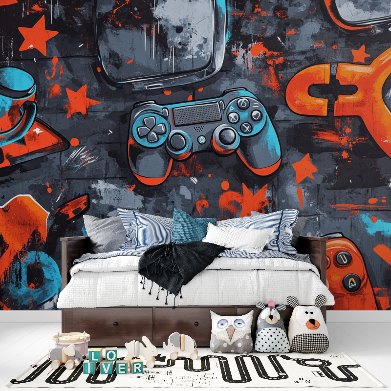 Papier peint gamer manette gaming tapisserie pour ado