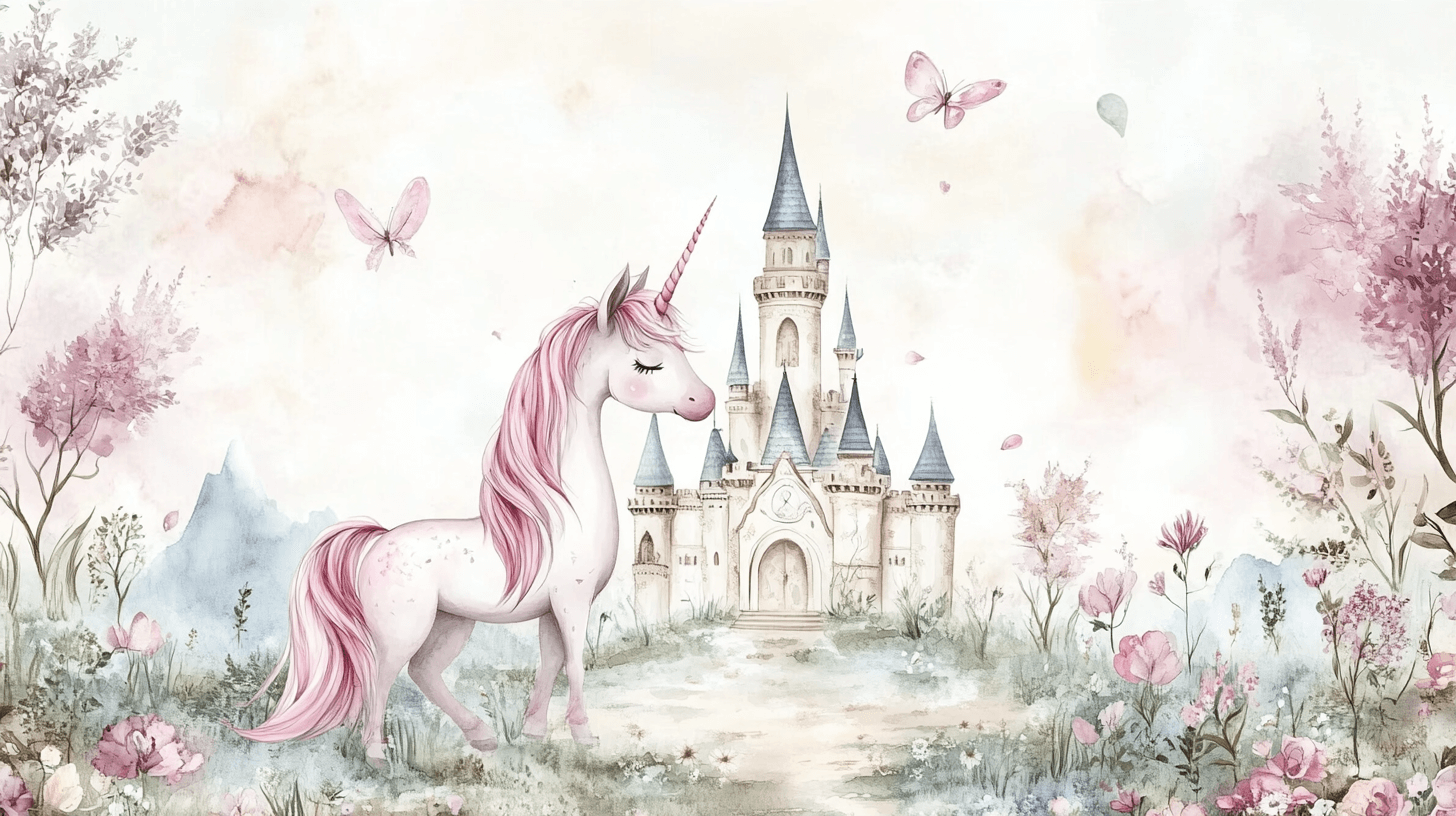 Papier Peint Licorne Château Princesse Et Licorne