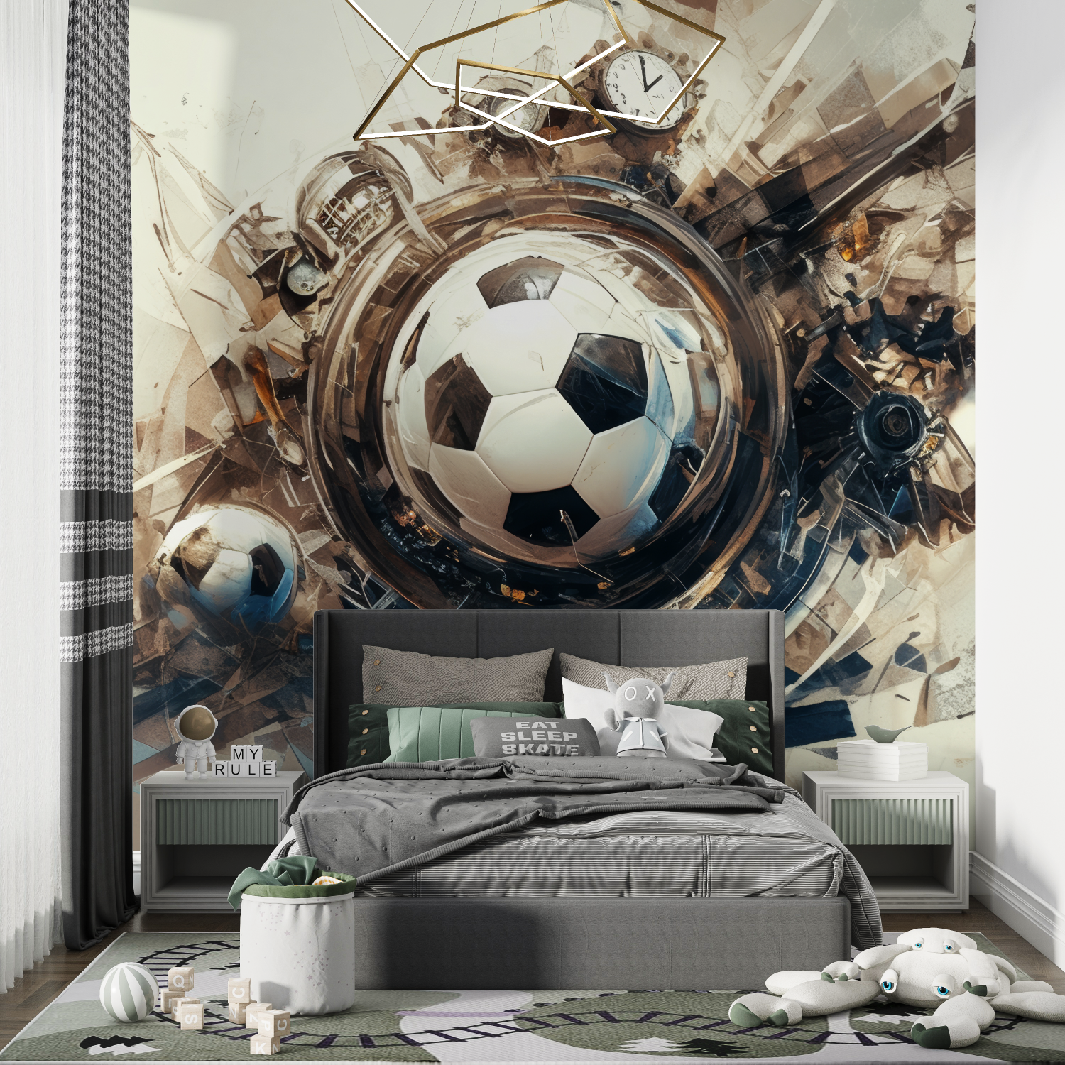 Papier peint ballon foot chambre de garcon