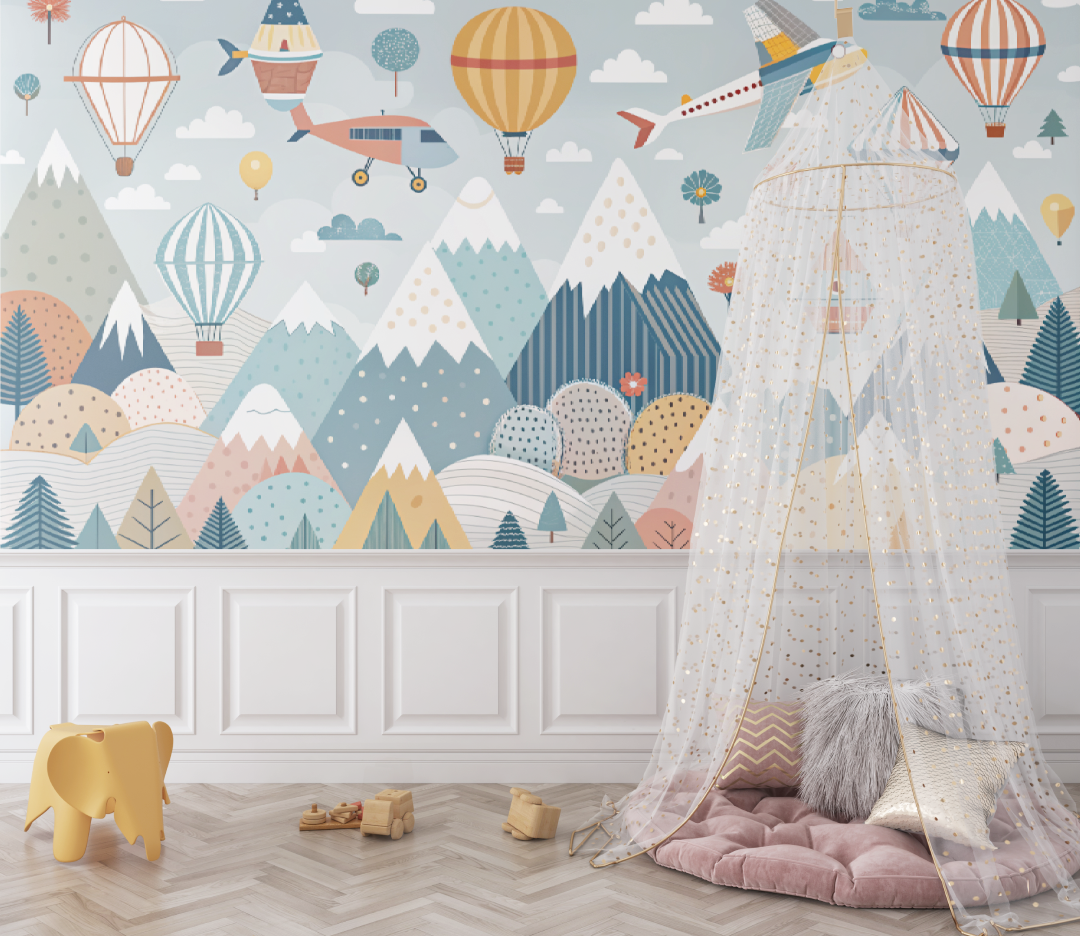 Papier peint Aventure montagneuse bébé - chambre de bebe