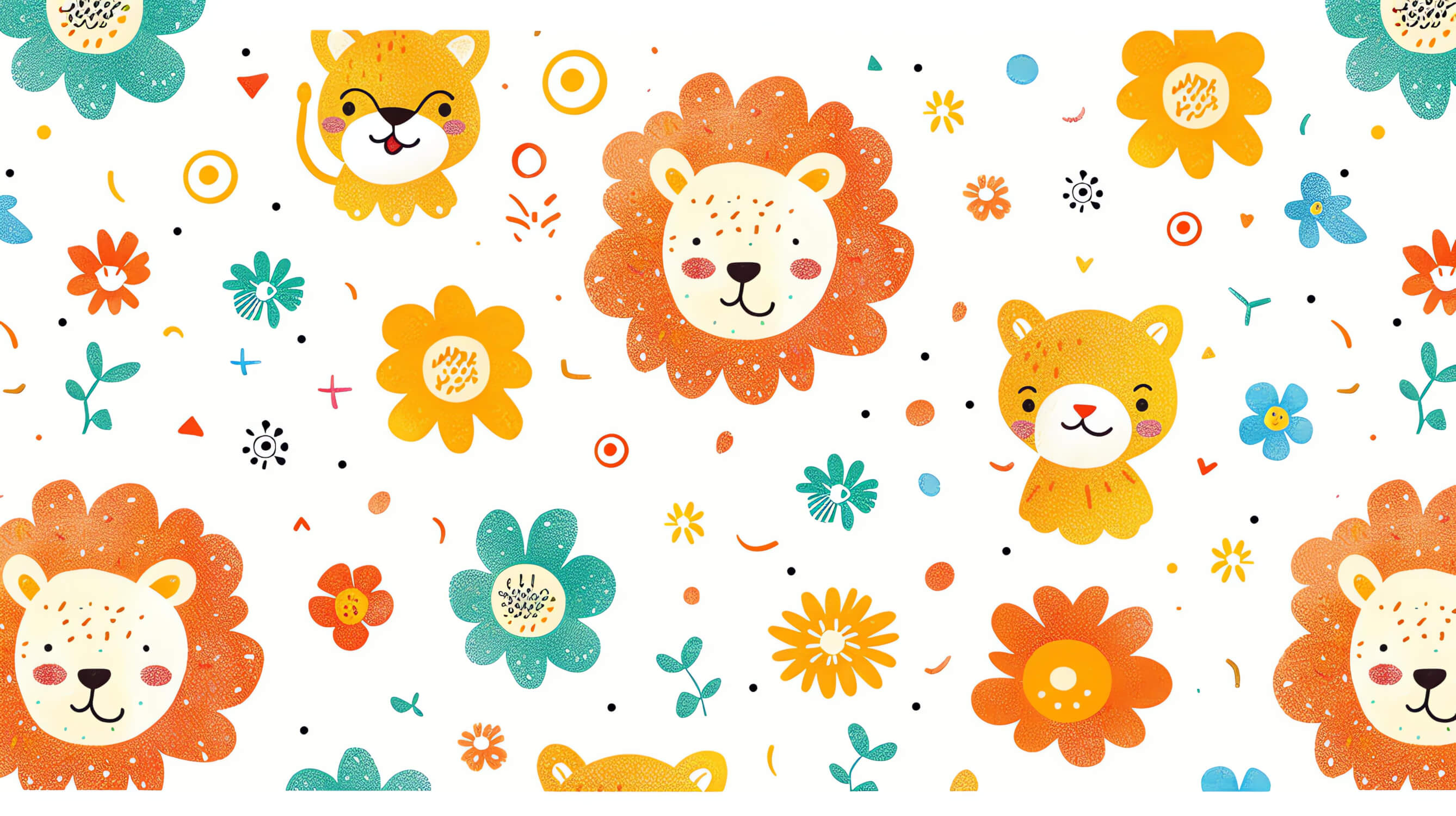 Papier Peint Lion Et Fleurs Délicates