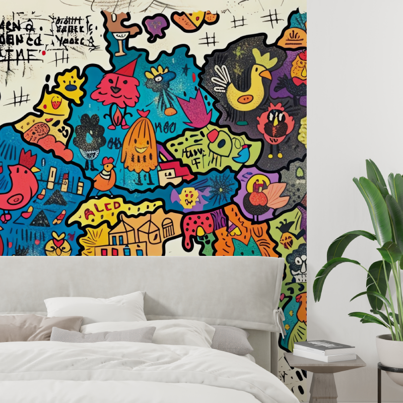 Papier peint carte du monde gra...europe tapisserie tendance