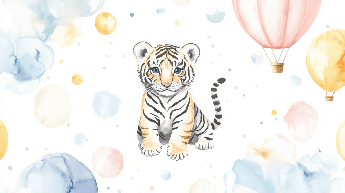 Papier Peint Tigre Et Montgolfière