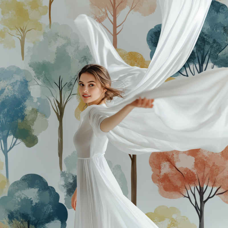 Papier peint arbre chambre fille modele