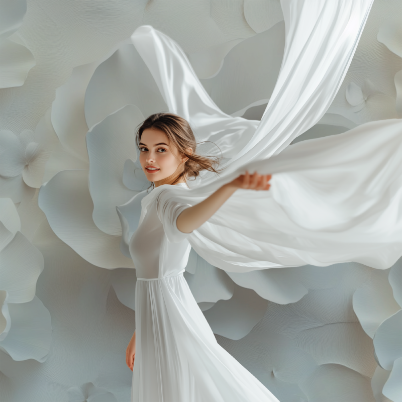 Papier peint fleur blanche relief modele