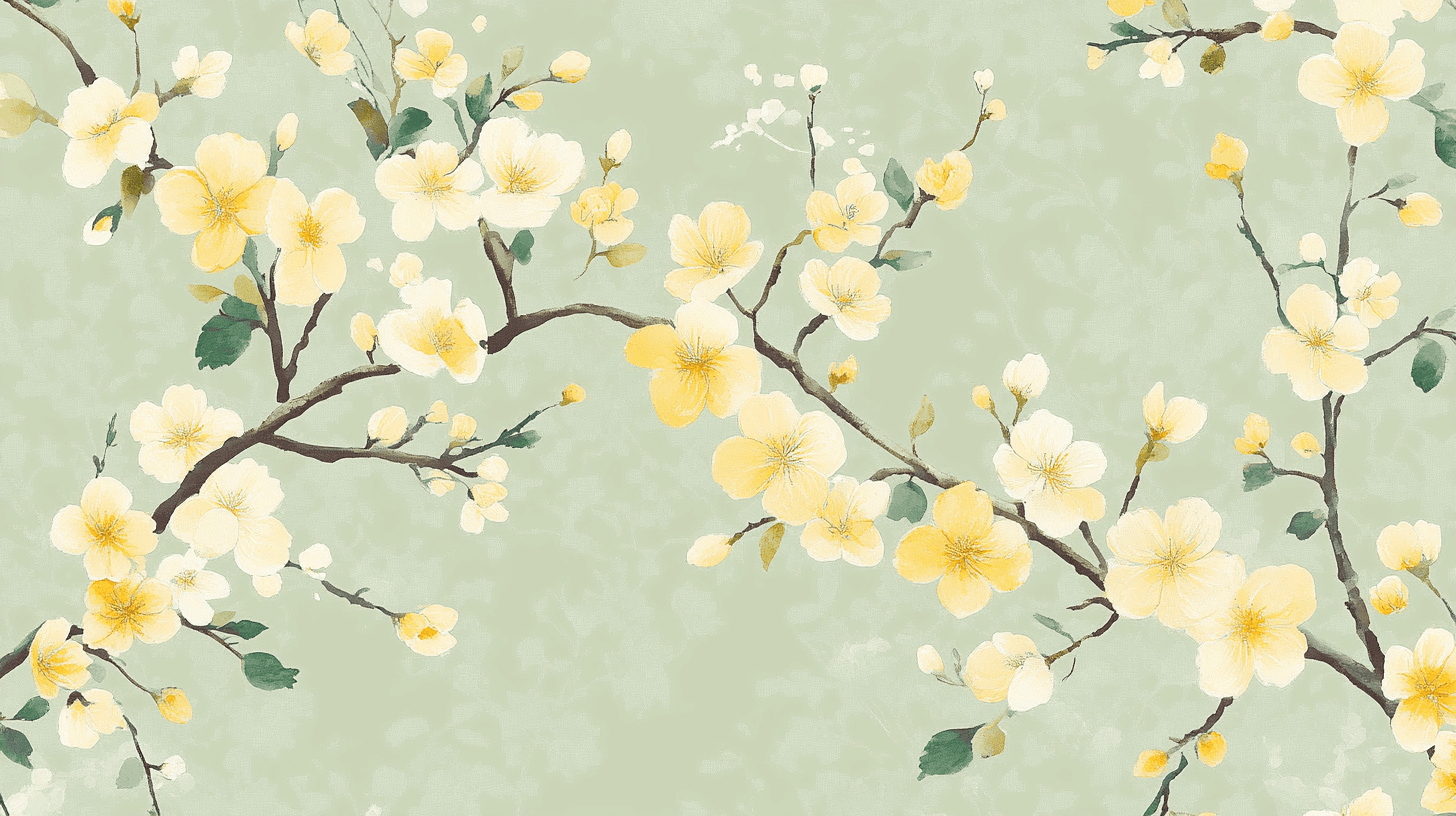 Papier Peint Fleur Cerisier Jaune