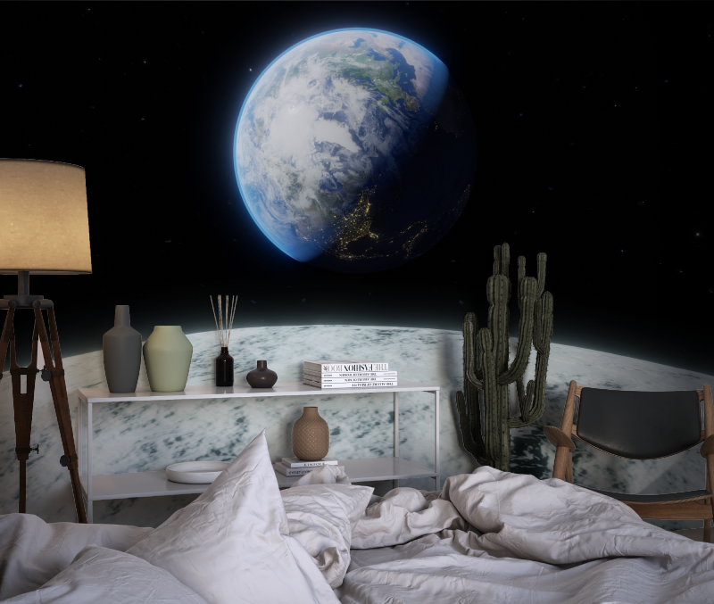 Papier peint theme lespace chambre dado1