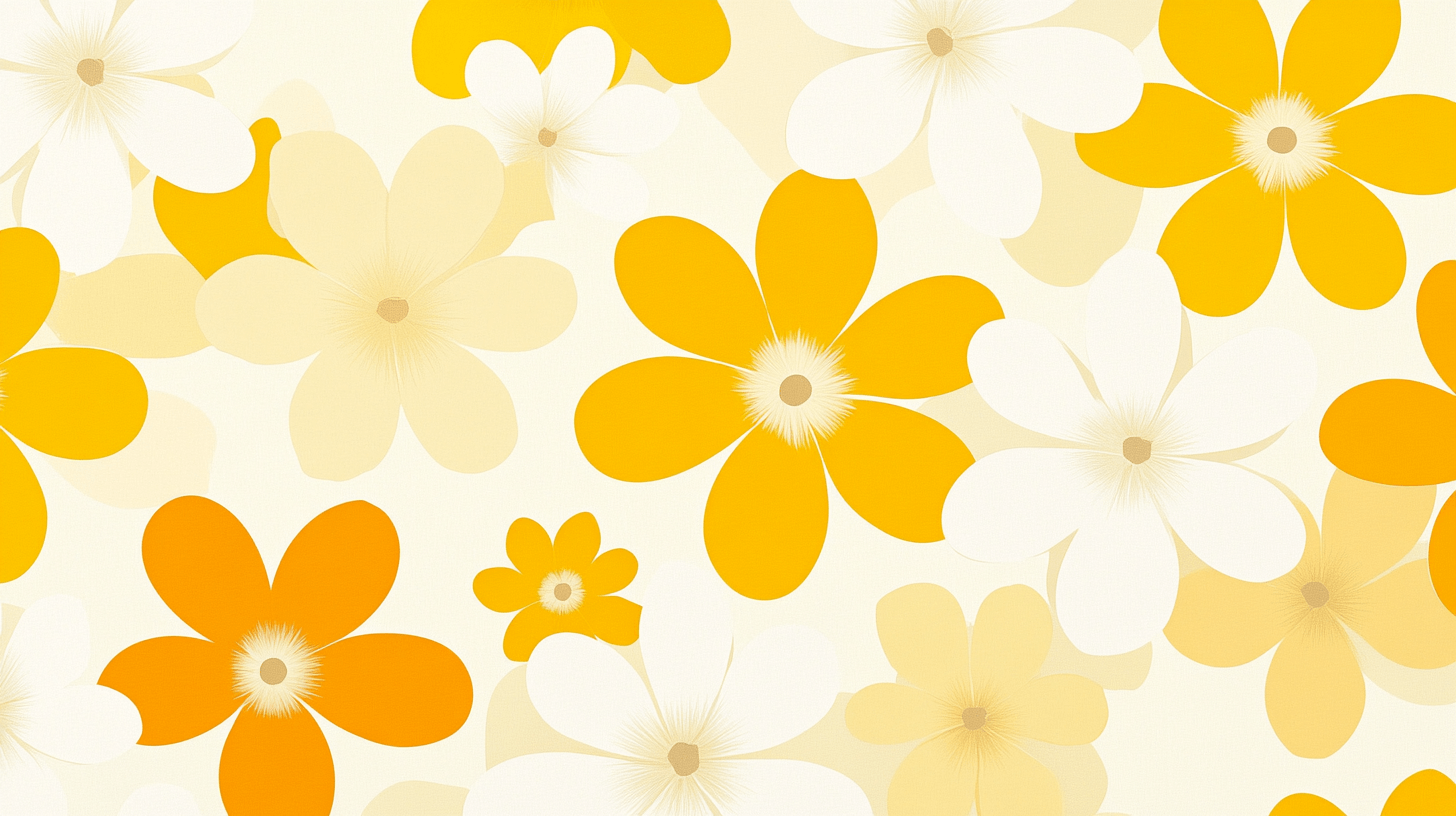 Papier Peint Vintage Jaune Fleurs