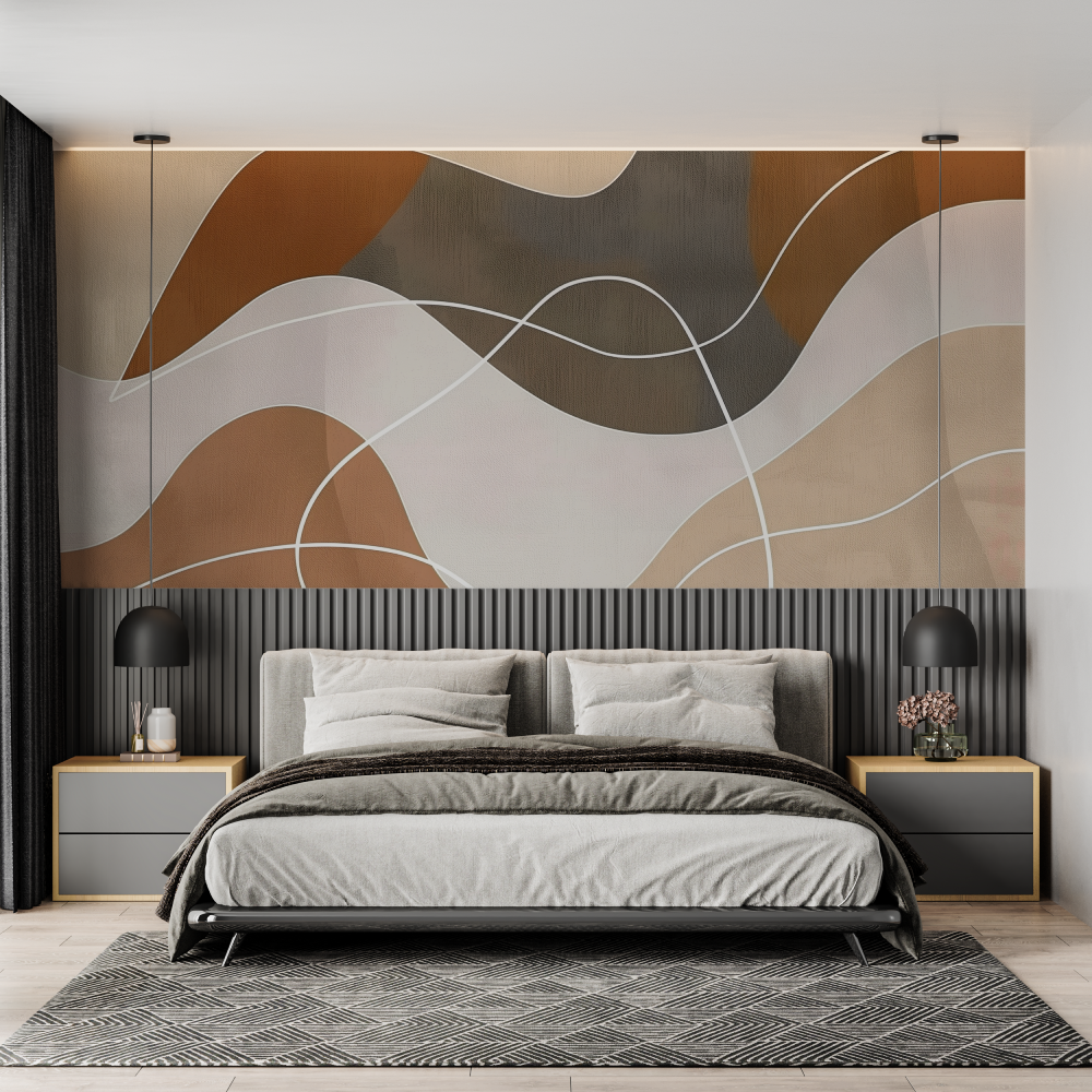 Papier peint panoramique marron...ce chambre adulte tendance