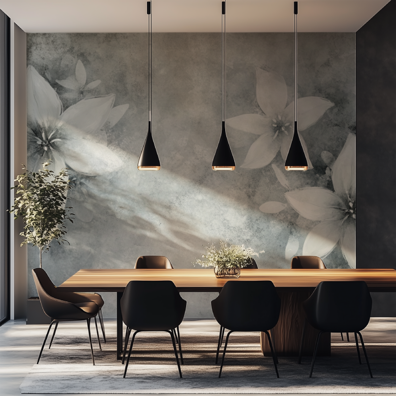 Papier peint fleur edelweiss salle manger tapisserie