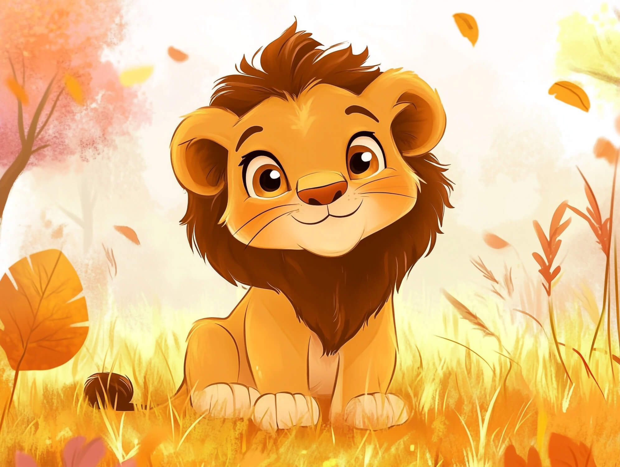 Papier Peint Lionceau Dessin Animé