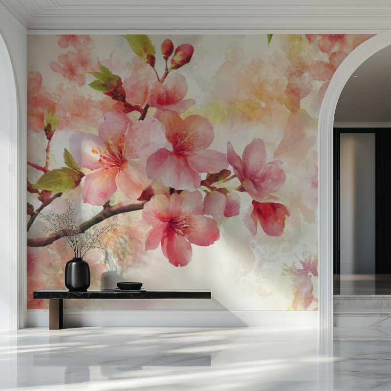Papier peint fleur japonaise salon beau