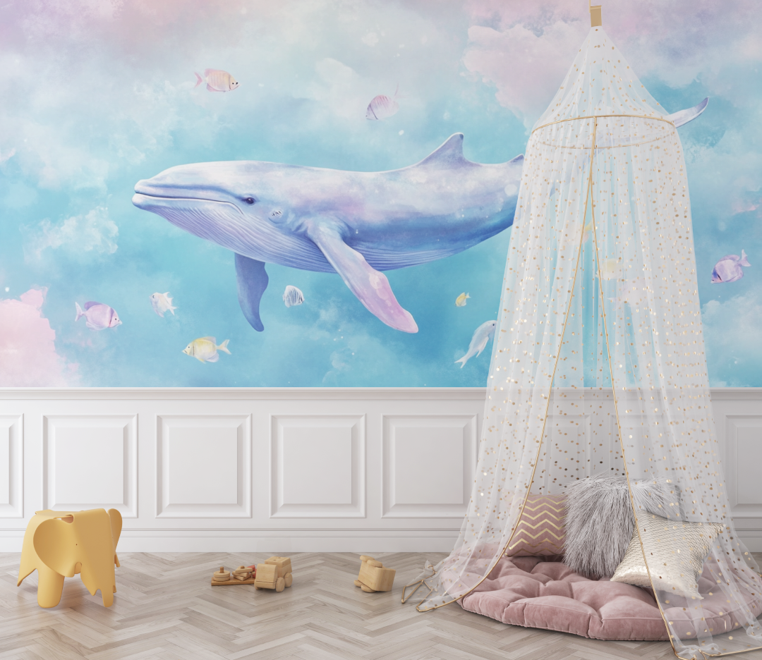 Papier peint marin baleine et ocean bebe