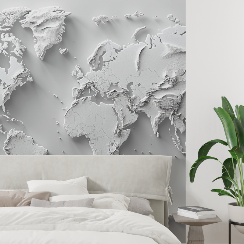 Papier peint carte du monde bla...design tapisserie tendance