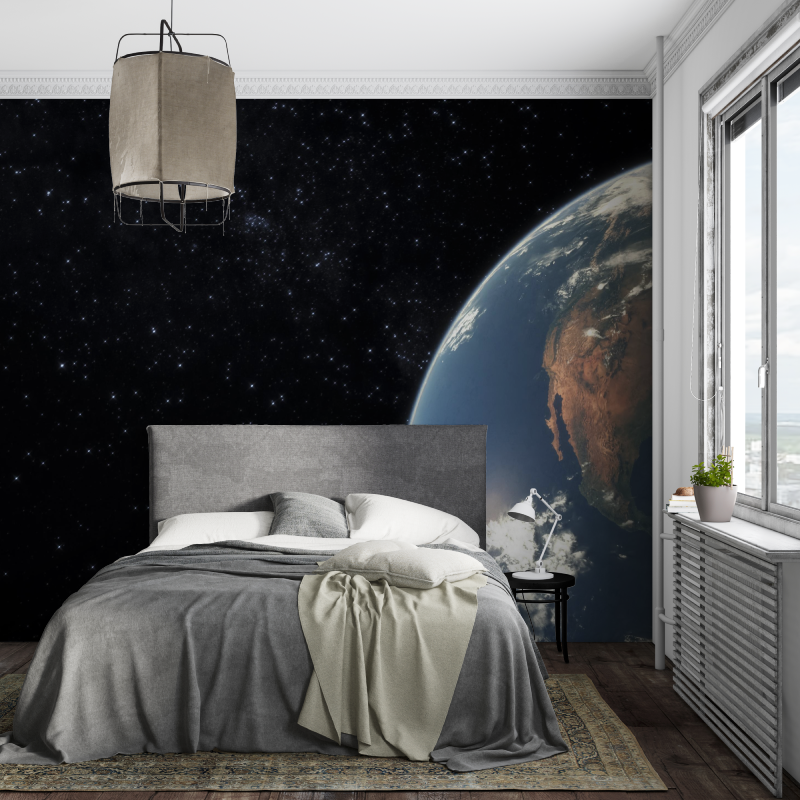 Papier peint planette terre espace piece ados