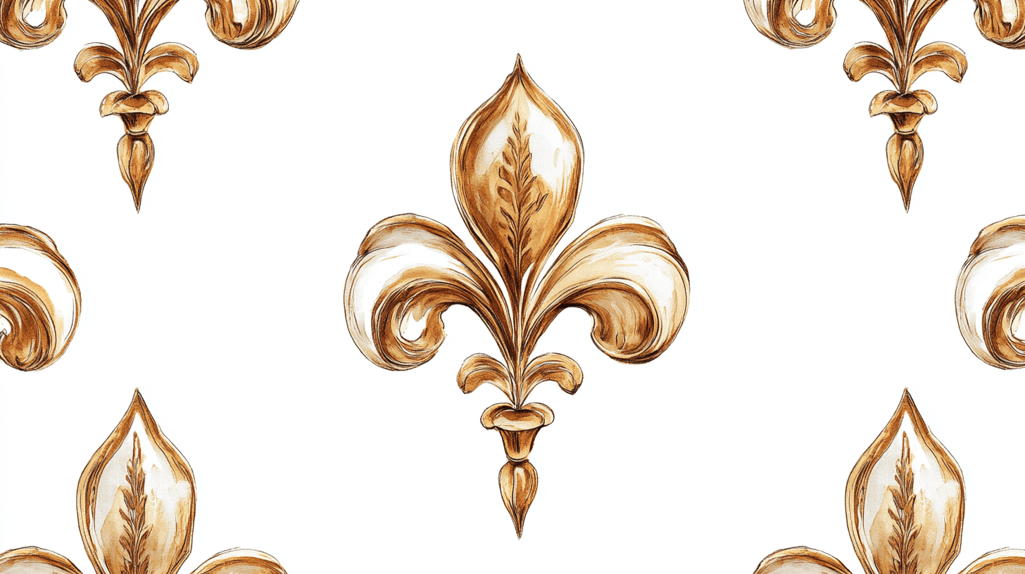 Papier Peint Fleur De Lys Fond Blanc