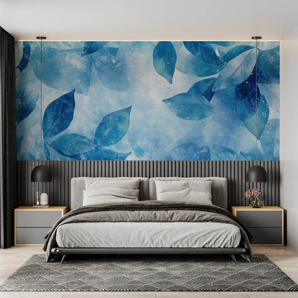 Papier peint aquarelle feuilles... abstraites chambre adulte