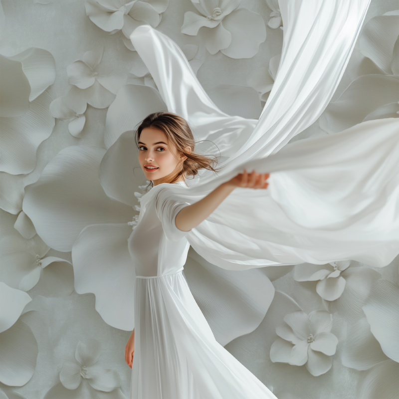 Papier peint fleur blanche 3d modele