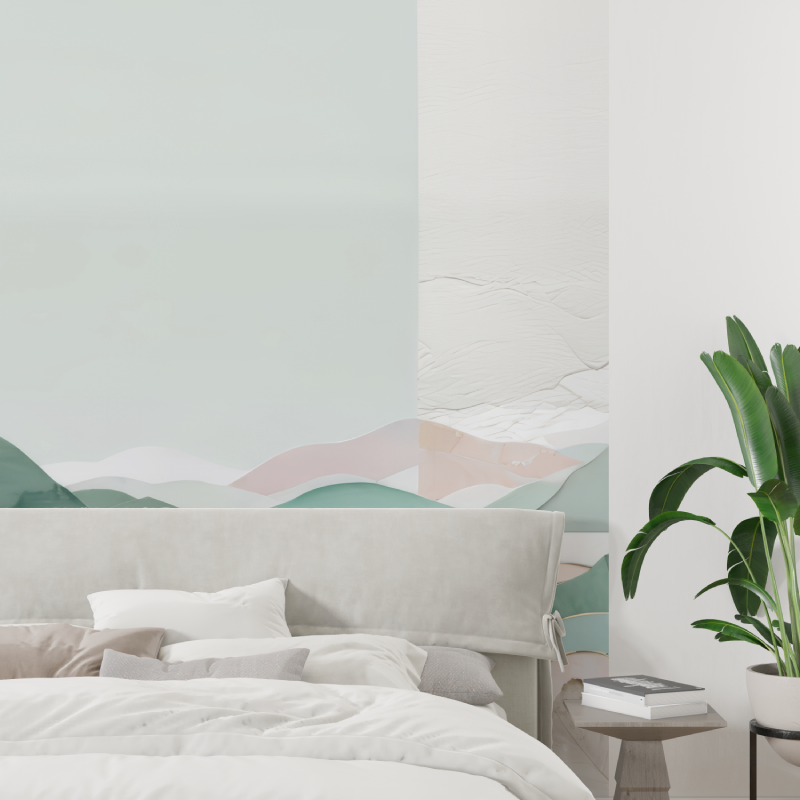 Papier peint aquarelle montagne lac tapisserie tendance