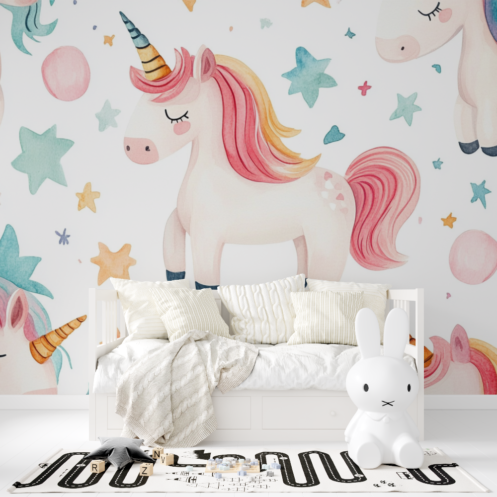 Papier peint licorne cute unicorn tapisserie fille