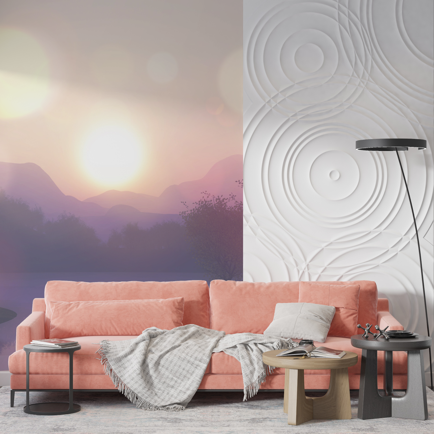 Papier peint aquarelle paysage 3d mur