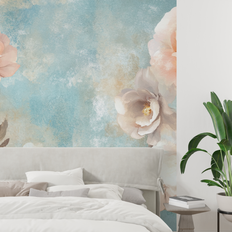 Papier peint aquarelle fleurs s...exture tapisserie tendance