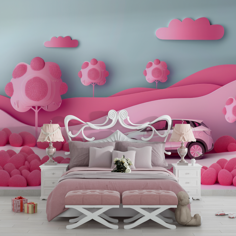 Papier peint pour chambre voiture fille 3d chambre filles