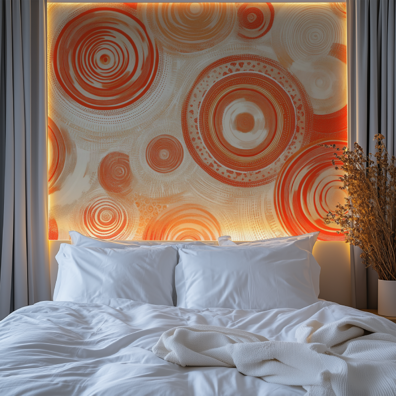Papier peint vintage orange psychedelique chambre premium