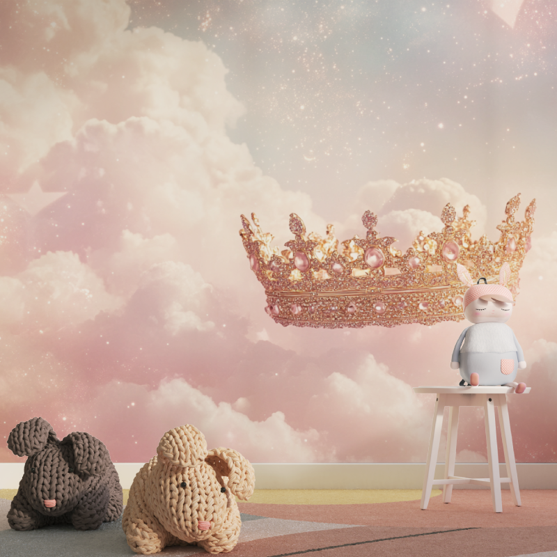 Papier peint princesse couronne...ante tapisserie pour fille