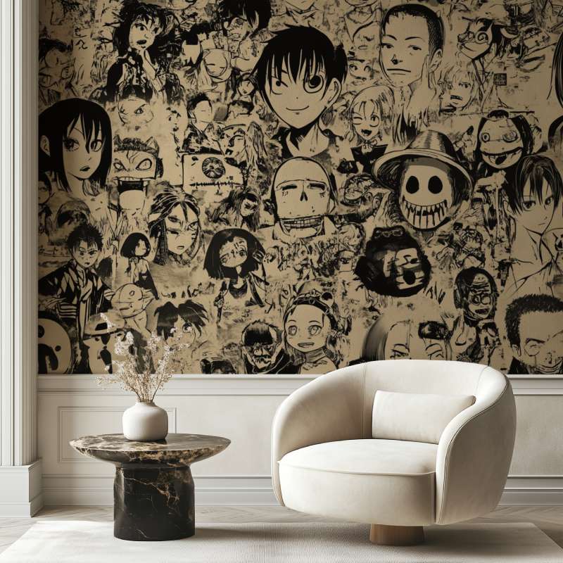 Papier peint vintage manga chaise tendance