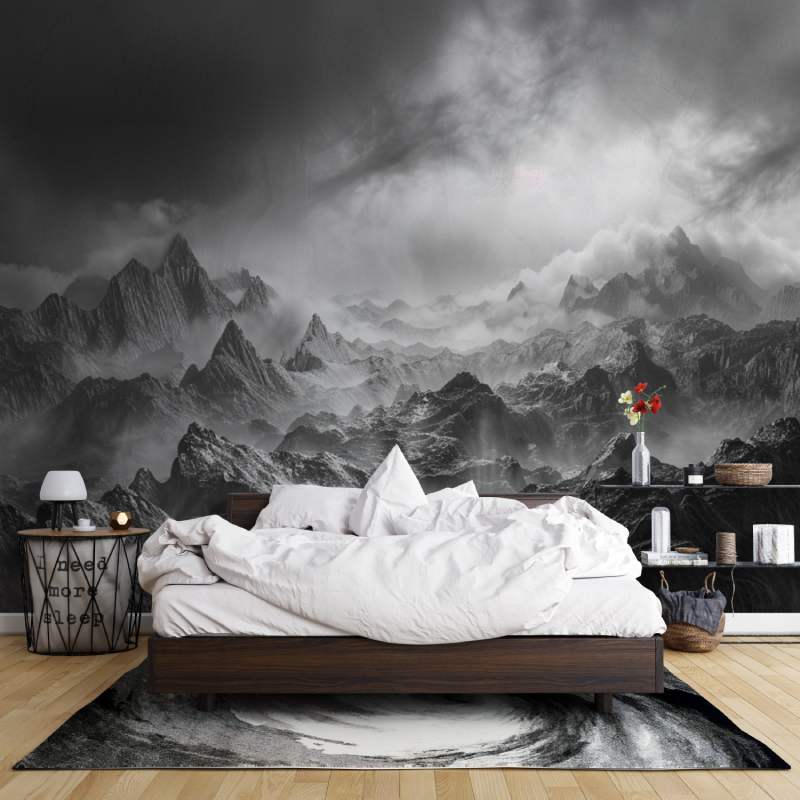 Papier peint chaine montagne noir et blanc leroy merlin mur